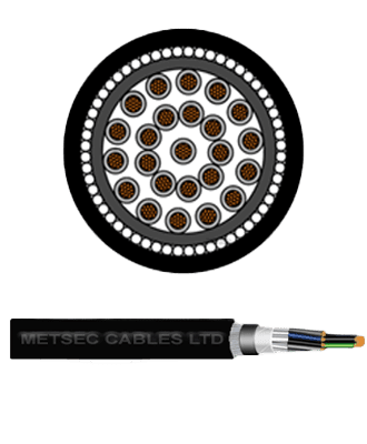 metsec cu/pvc/swa/pvc armoured cable 8corex1.50mm black - loose