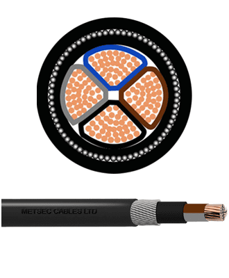 metsec cu/xlpe/swa/lszh armoured cable 4corex95.00mm black (sector - bs) - loose