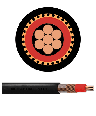 metsec copper concentric cable single core 10.00mm black - loose