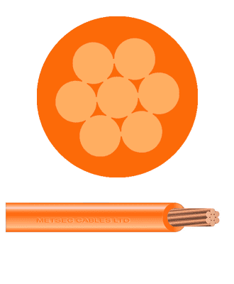 metsec pvc insulated electric cable single core 2.50mm multi strand orange (roll=100m)