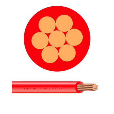 metsec pvc insulated electric cable single core 6.00mm multi strand red (roll=100m)