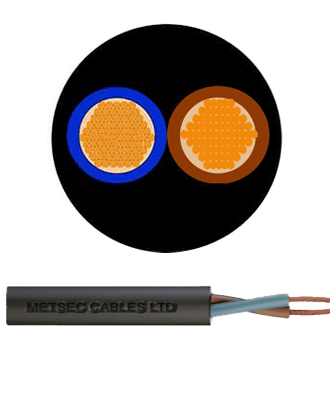 metsec electric flexible cable 2corex0.50mm black (roll=100m)