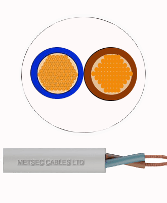 metsec electric flexible cable 2corex0.50mm white (roll=90m)