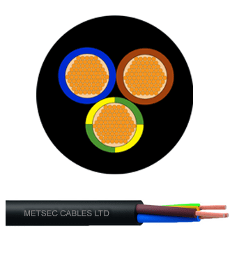 metsec electric flexible cable 3corex0.50mm black (roll=100m)