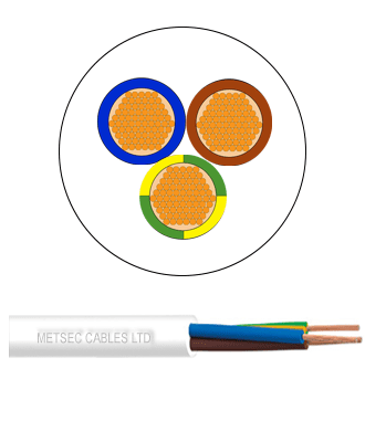 metsec electric flexible cable 3corex0.50mm white (roll=100m)