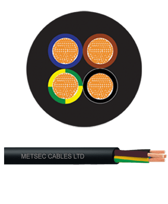 metsec electric flexible cable 4corex0.50mm black (roll=90m)