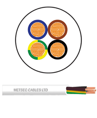 metsec electric flexible cable 4corex0.50mm white (roll=100m)