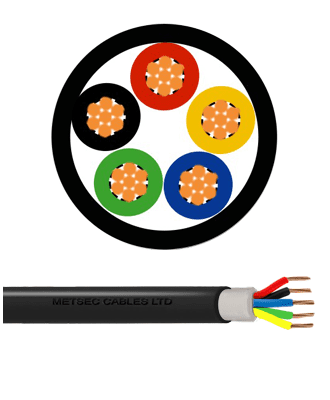 metsec cu/xlpe/lszh unarmoured power cable 5corex6.00mm black (ks) - loose