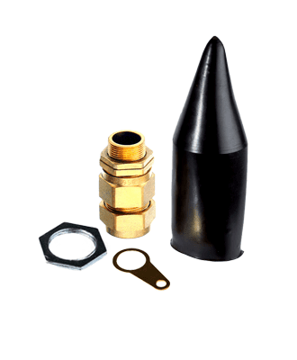 bw type brass cable gland with shroud & earth tag 20mm large
