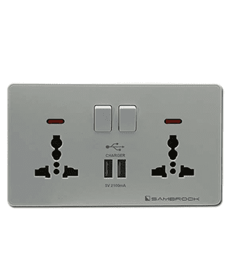 sambrook switched multi-functional socket 13a 2g c/w 2 usb chargers #86605d