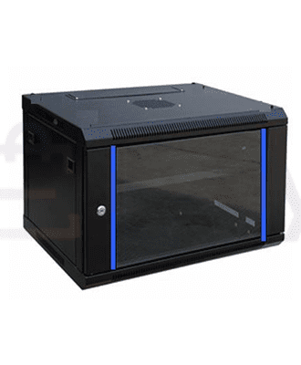 rack cabinet - network (600x600x765) 15u wall mounted - black c/w glass door