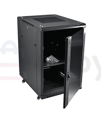 rack cabinet - network (600x600x635) 12u wall mounted - black c/w glass door