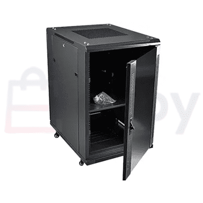 rack cabinet - network (600x600x635) 12u wall mounted - black c/w glass door