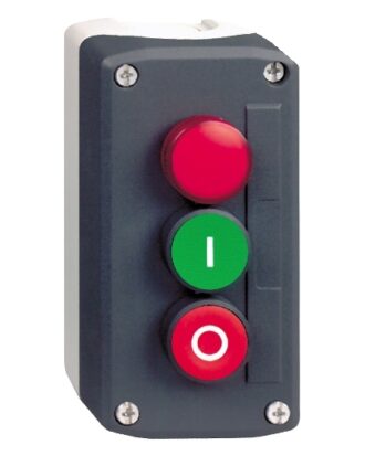 schneider harmony control station dark grey c/w push buttons green and red 22mm and red pilot light #xald363m