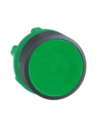 schneider harmony flush push button head round spring return 28wm green unmarked #zb5aa3