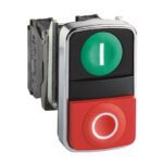 SCHNEIDER HARMONY PUSH BUTTONS COMPLETE METAL DOUBLE HEADED 22MM GREEN & RED #XB4BL73415