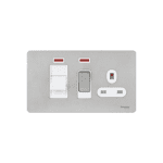 SCHNEIDER ULTIMATE SCREWLESS FLAT PLATE COOKER CONTROL UNIT 45A & SWITCHED SOCKET 13A STAINLESS STEEL WITH WHITE INTERIOR #GU4401WSS