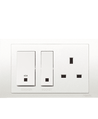 schneider vivace cooker control unit 45a dp c/w led indicator & switched socket white #kbt15d45n_we
