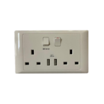 CHINT SWITCHED SOCKET OUTLET 13A 2G 3PIN C/W USB CHARGER WHITE #G50700